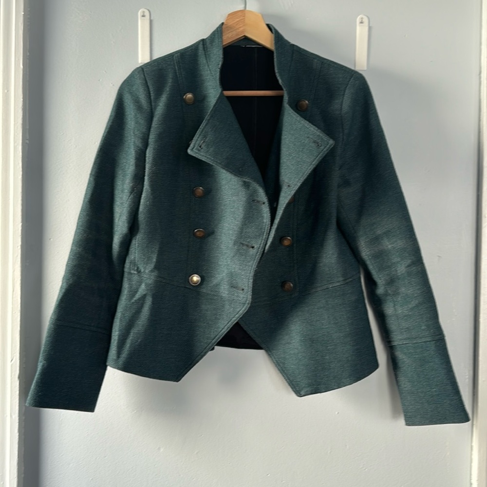 Military double breasted wool blazer